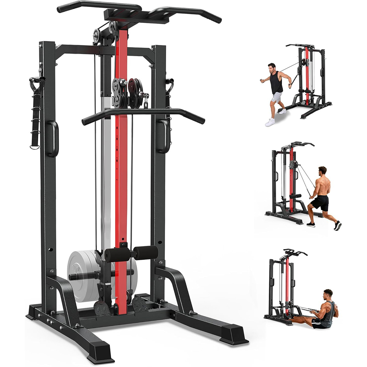 Home Gym All In One - Pooboo Heimfitnessgerät - Hoch-/Niederzugsystem für Latzug,