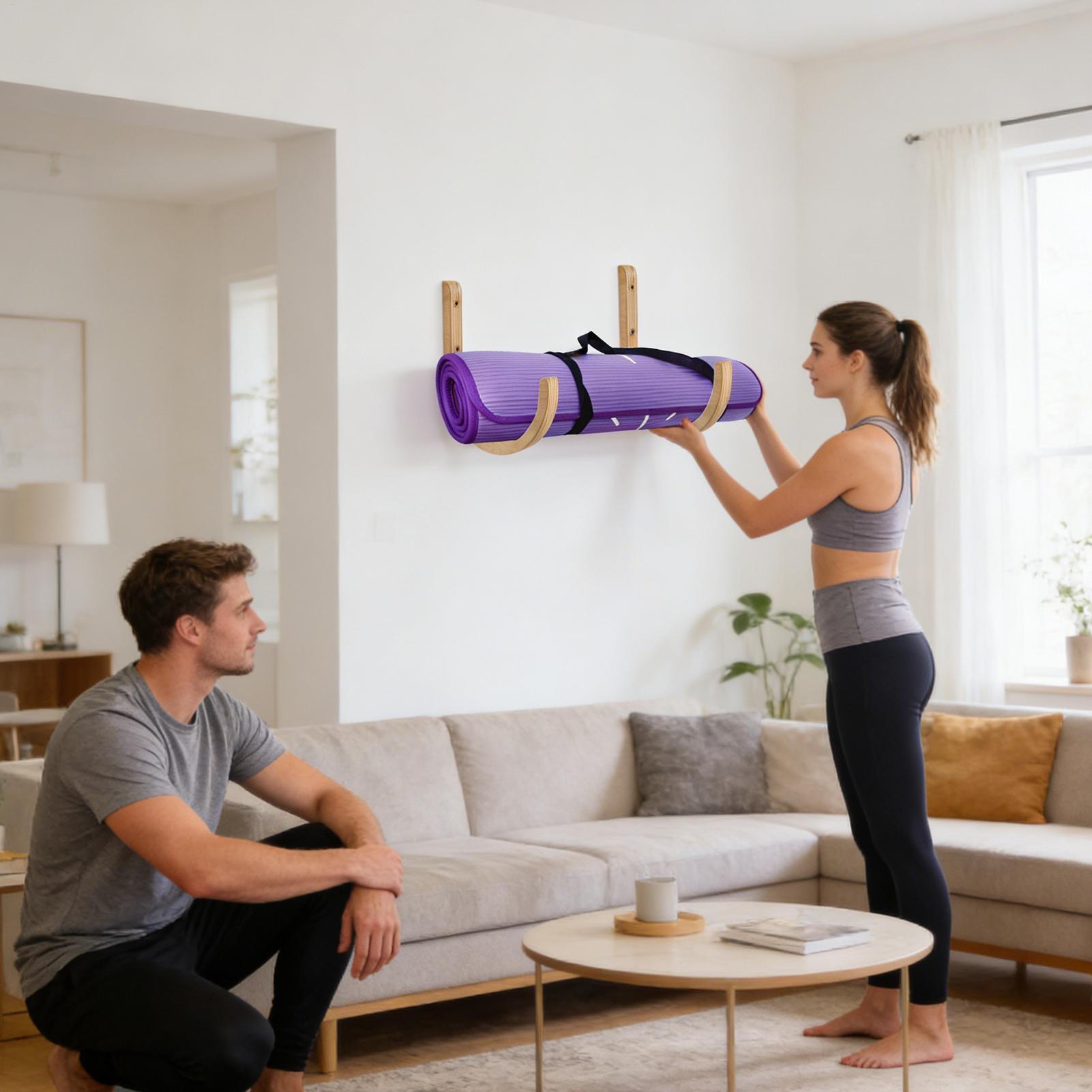 Home Gym Yoga Mat Storage - Yoga-Matten-Organizer, 2 Stück, aus Holz mit