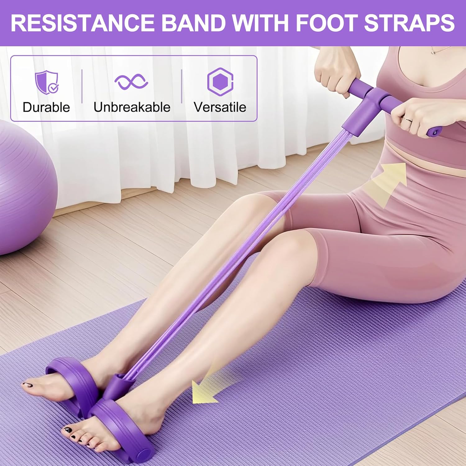 Home Gym Needs - 4-Röhren-Pedal-Widerstandsband Multifunktionales Spannungsseil Elastischer Yoga-Puller Heimtrainer
