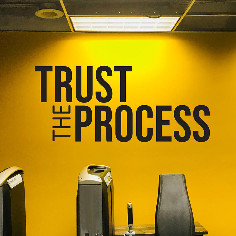 Home Gym On Wall - „Trust The Process“-Wandaufkleber, Fitnessstudio, Büro, Klassenzimmer,