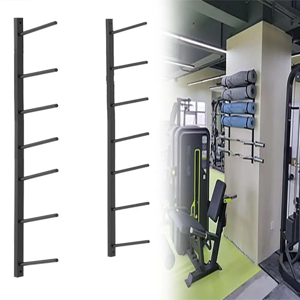 Home Gym Yoga Mat Storage - Wandmontierter Metall-Yogamattenhalter - 7-stufige Aufbewahrung für