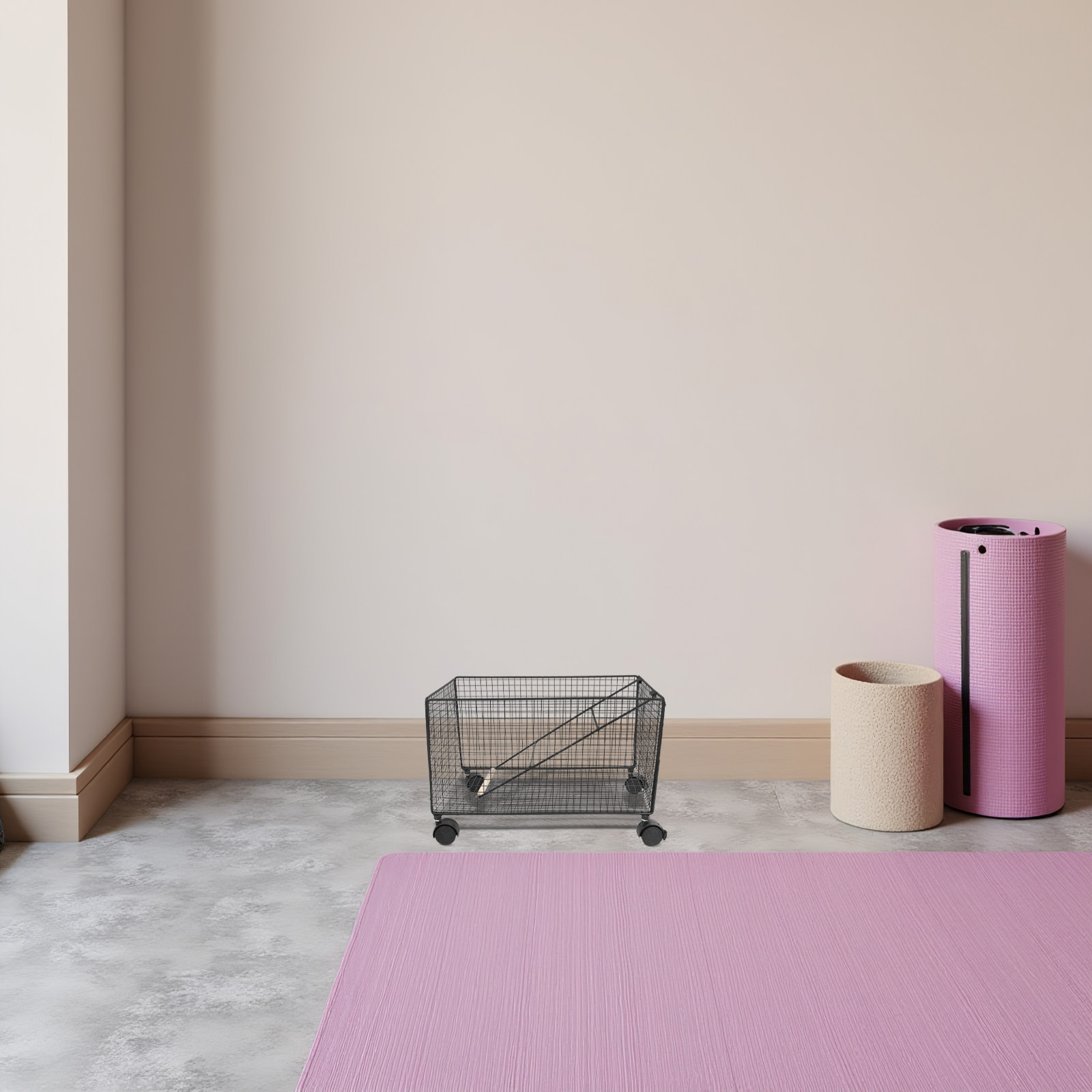 Home Gym Yoga Mat Storage - Multifunktionaler Fitnessgeräte-Organizer Heimfitness-Gewichtsständer Hantelständer mit Rollen