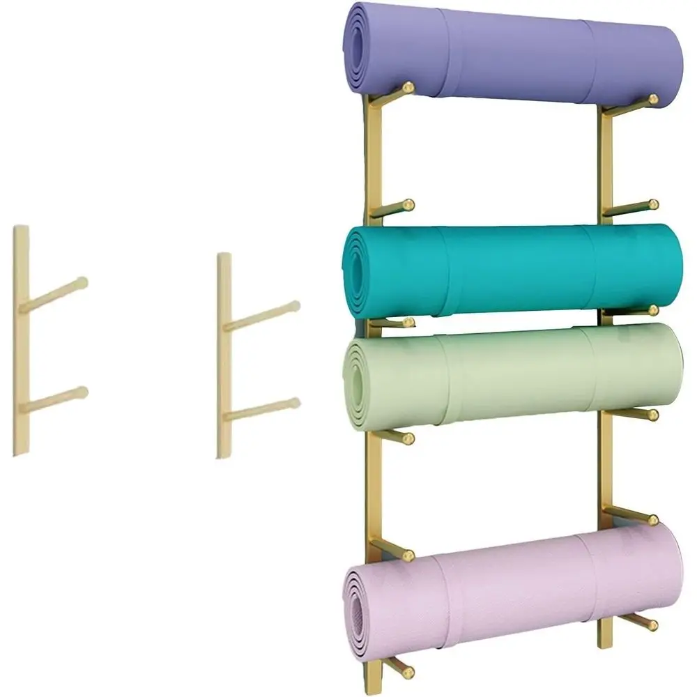 Home Gym Yoga Mat Storage - Wandmontiertes Metall-Fitnessregal für Heimtraining, Hält Yogamatten