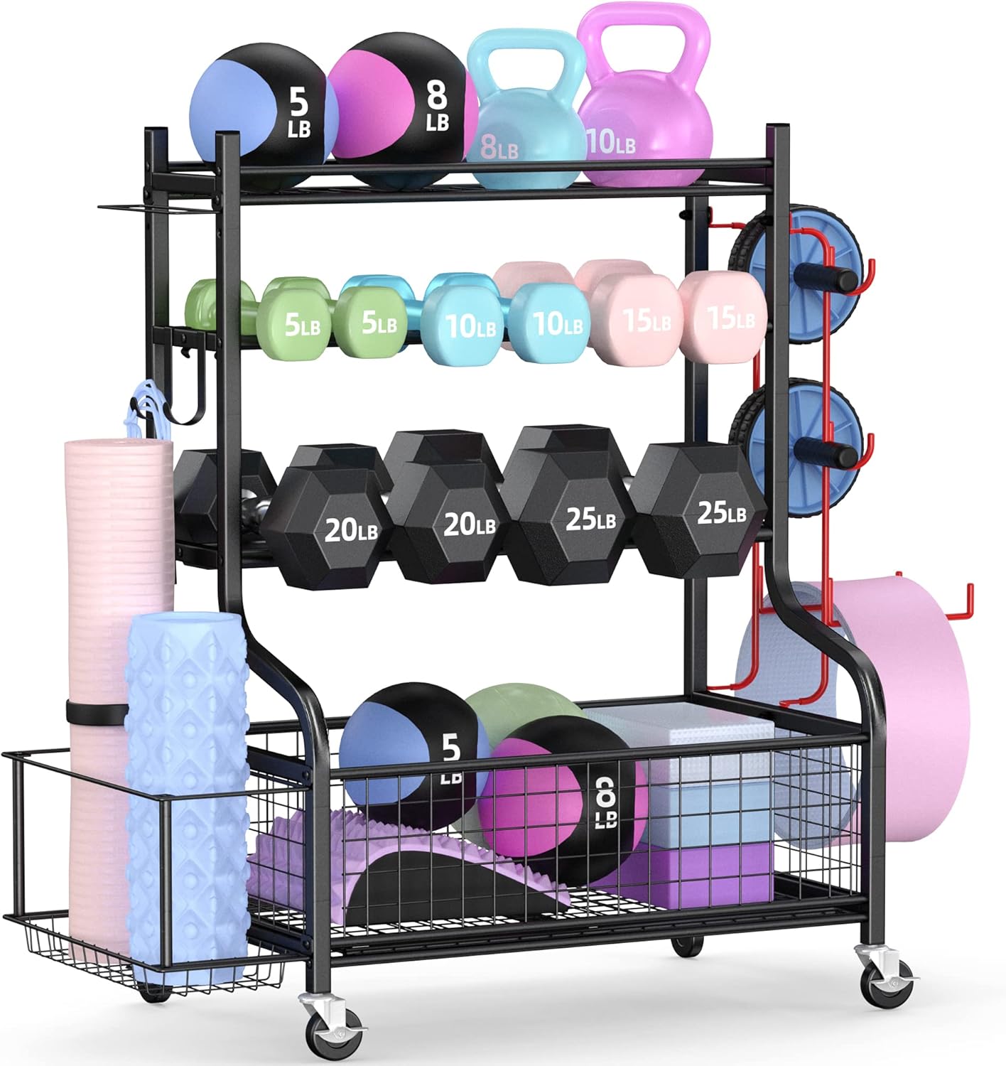 Home Gym Gym - Hantelständer für das Heimstudio mit Rollen,