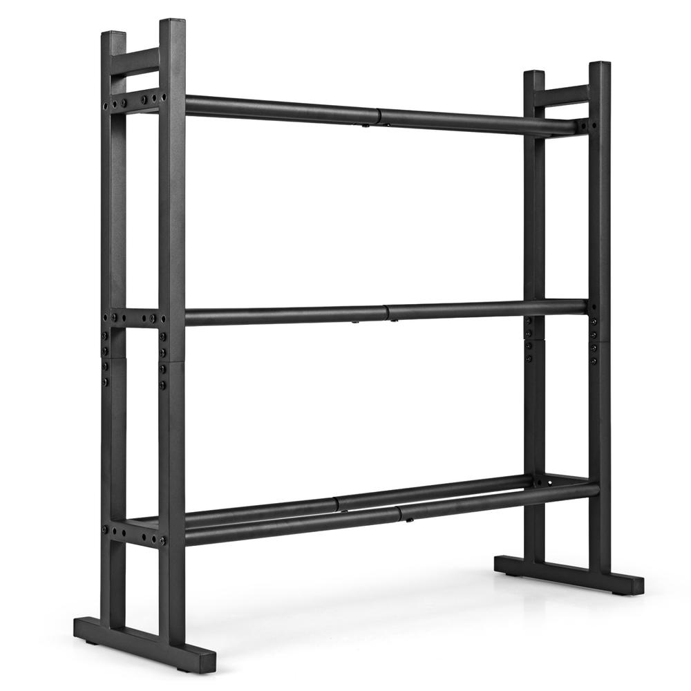 Home Gym Gym - Robustes 3-stufiges Hantelregal, pulverbeschichteter Stahl-Gewichtsaufbewahrungsständer mit