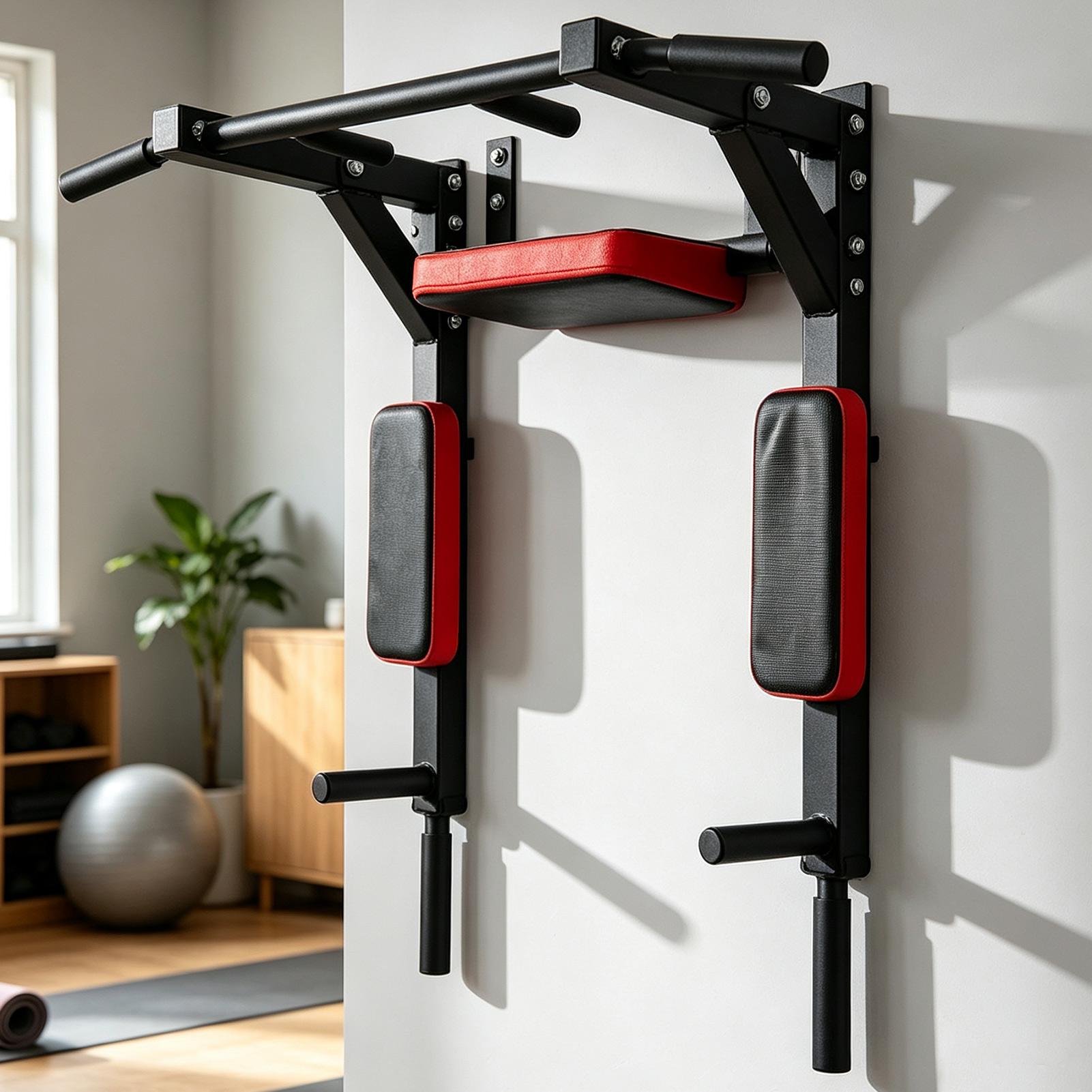 Home Gym On Wall - Wandmontierte Klimmzugstange, Fitness-Horizontalstange, multifunktionale Dip-Station mit